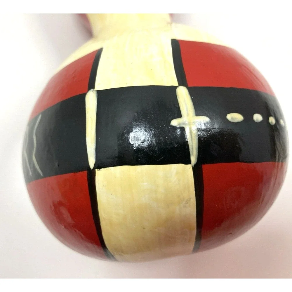 Vintage Handpainted Primitive Folk Art Santa Claus Gourd Signed Turkey Artist 9